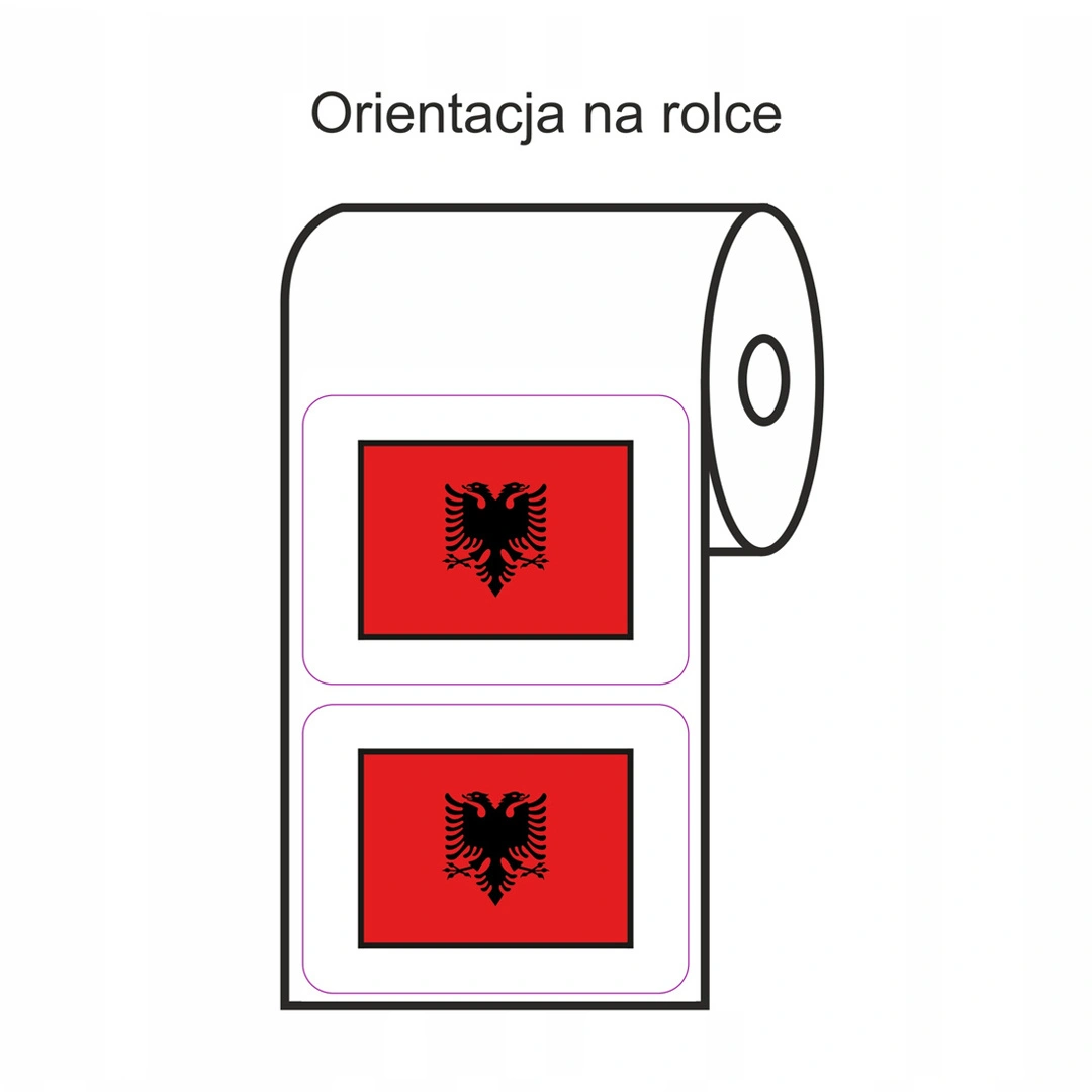 Etykiety termotransferowe 1000 szt. z flagą Albania 26 mm x 19,5 mm Specmark / gilza fi 40 mm
